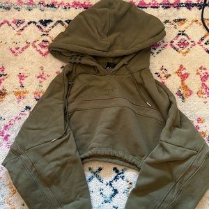 IVY PARK Olive Green Cropped Hoodie